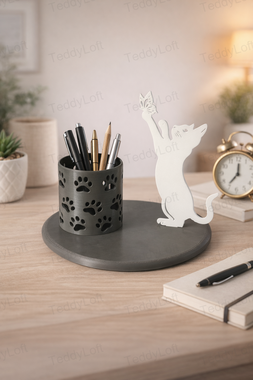 Cat with Butterfly Pencil Holder
