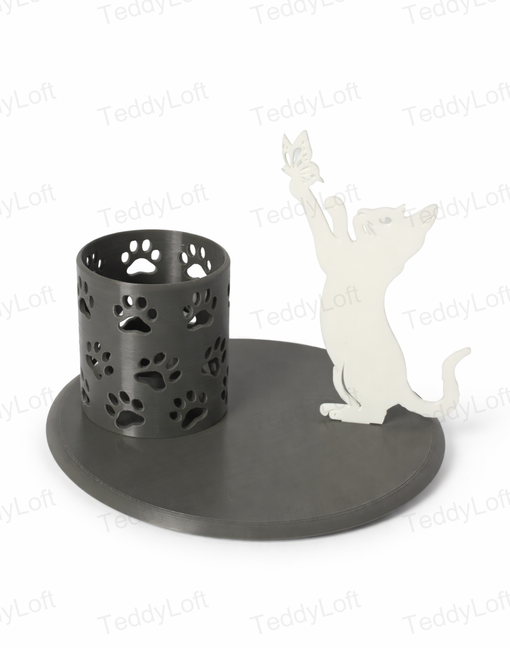 Cat with Butterfly Pencil Holder