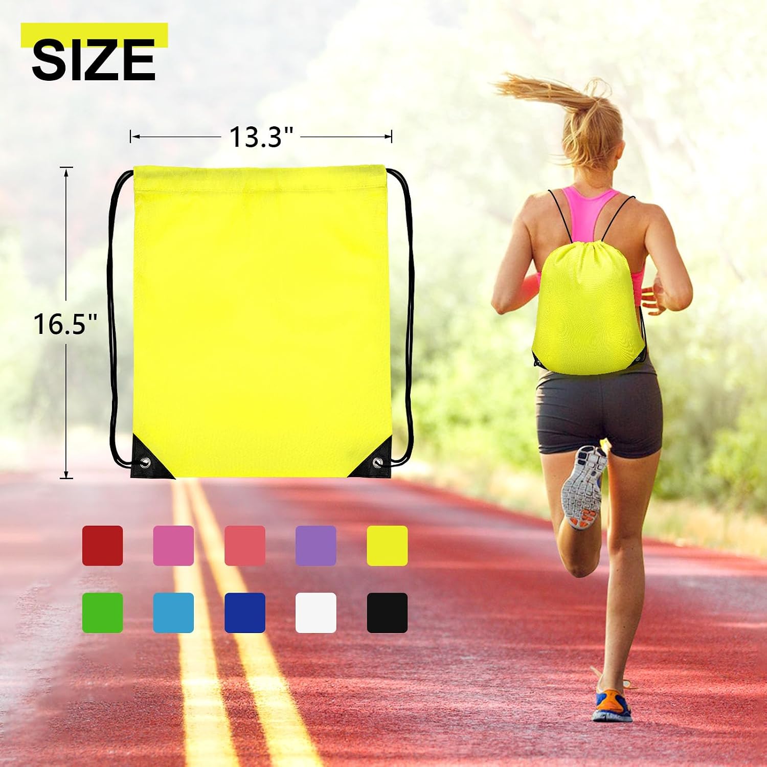 Lightweight Polyester Drawstring Backpack | Reusable Gym, Sports & Travel Bag - Image 6