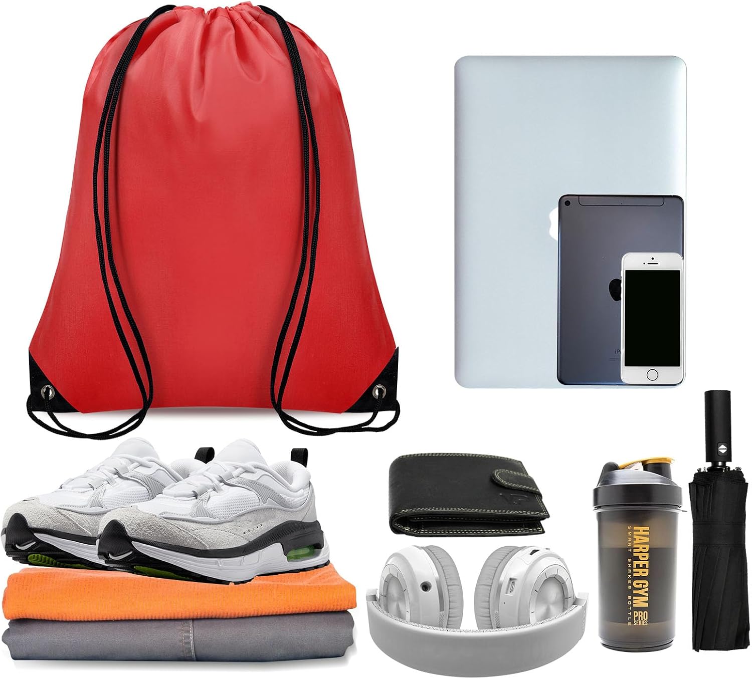 Lightweight Polyester Drawstring Backpack | Reusable Gym, Sports & Travel Bag - Image 2