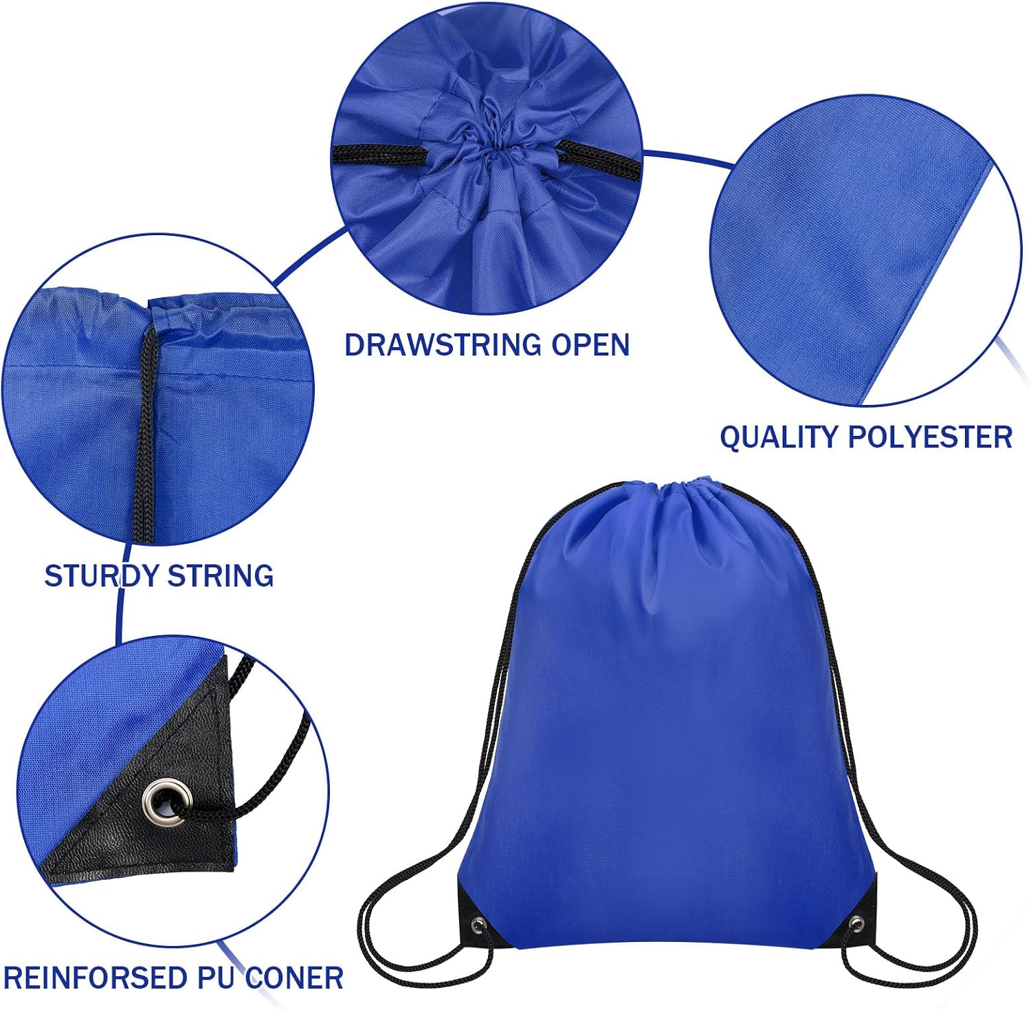 Lightweight Polyester Drawstring Backpack | Reusable Gym, Sports & Travel Bag - Image 3