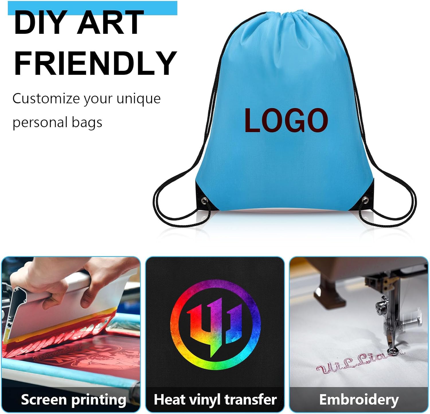Lightweight Polyester Drawstring Backpack | Reusable Gym, Sports & Travel Bag - Image 4