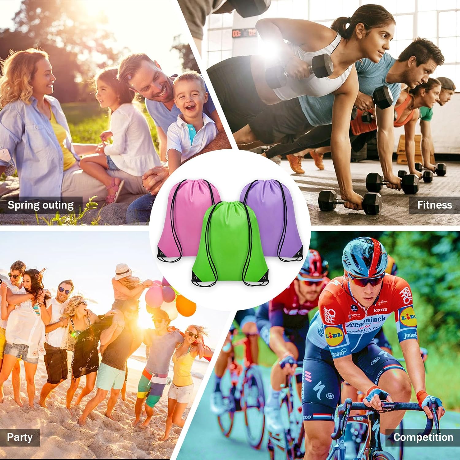 Lightweight Polyester Drawstring Backpack | Reusable Gym, Sports & Travel Bag - Image 5